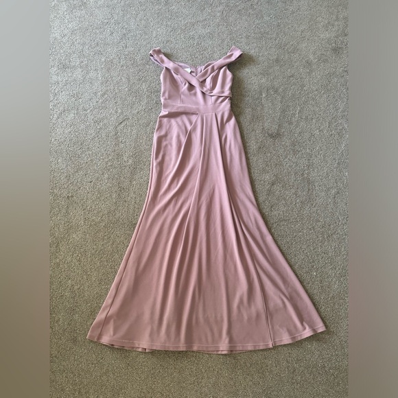 David’s Bridal formal dress 4 Stretchy Pink straps shoulder off wedding prom - Picture 9 of 9